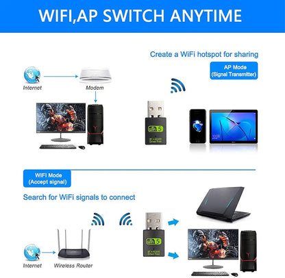 WiFi 5 + BT 4.2 USB Adapter