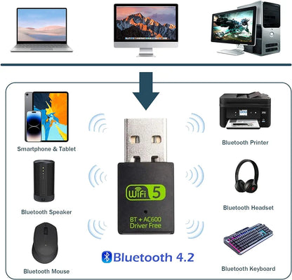 WiFi 5 + BT 4.2 USB Adapter